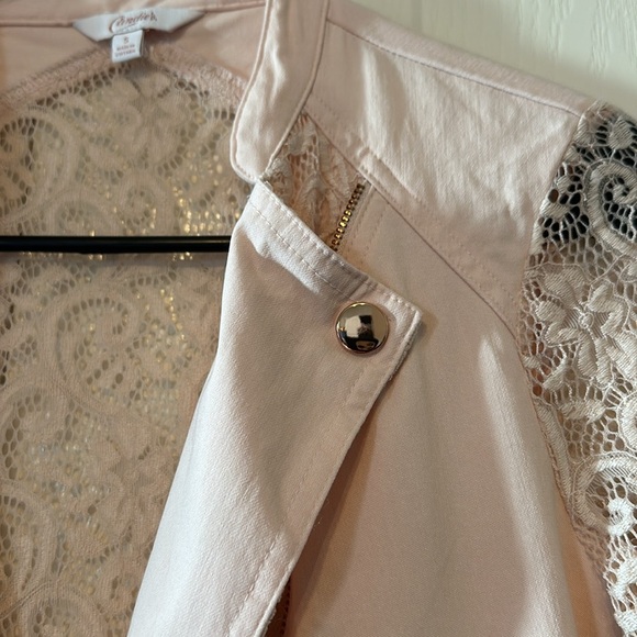 Candie’s Lace Moto Jacket Women Size Small Pink Blush long Sleeve - Picture 2 of 15